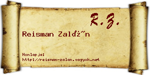 Reisman Zalán névjegykártya
